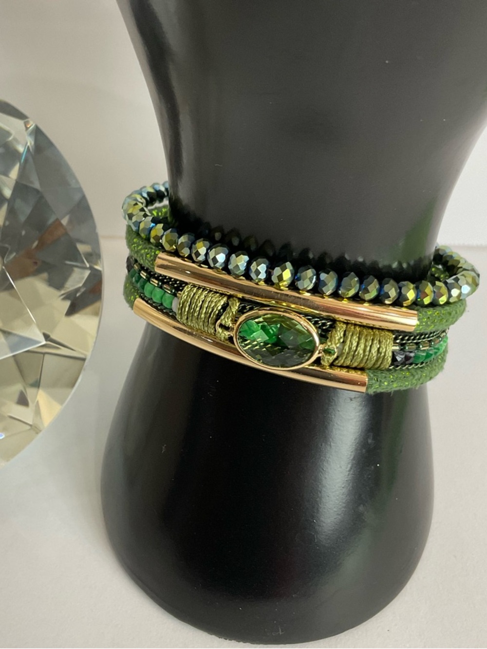 Boho Green/Gold Multilayer Bracelet Magnetic